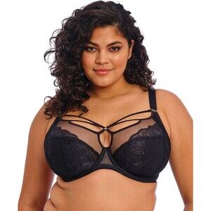 Elomi Size 42J Underwire Full Cup Banded Bra Sexy Brianna EL8080 Black